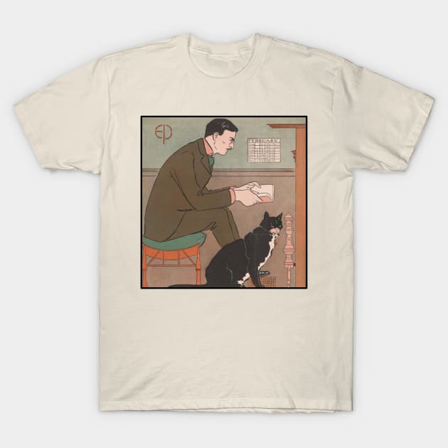 Edward Penfield self-portrait with cat T-Shirt by LP Designs